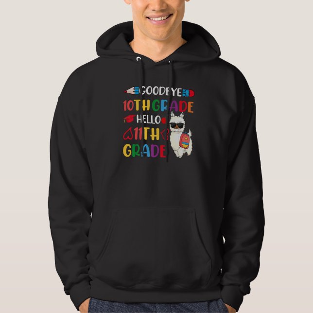 Goodbye 10th Grade Hello 11th Grade Llama Girls 20 Hoodie (Vorderseite)