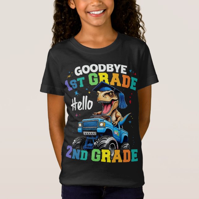 Goodbye 1. Klasse Abschluss T Rex Monster Truck T-Shirt (Vorderseite)
