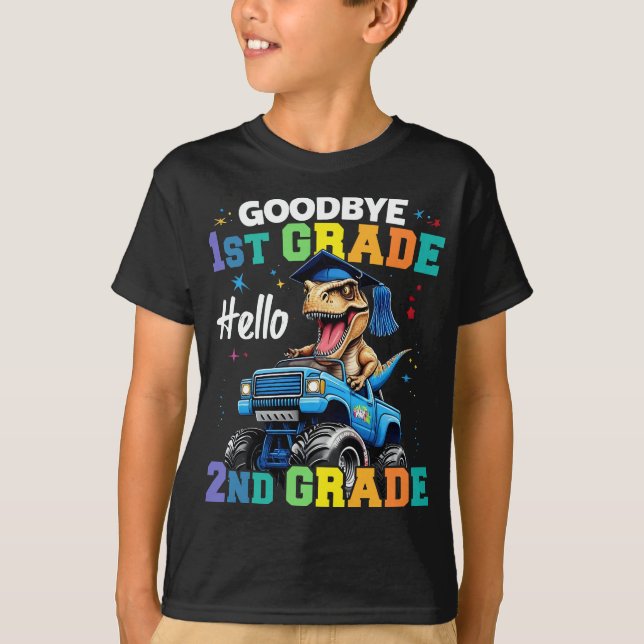 Goodbye 1. Klasse Abschluss T Rex Monster Truck T-Shirt (Vorderseite)