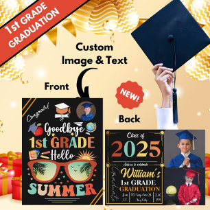 Goodbye 1st Grade Hello Summer Abschluss Custom Ankündigungspostkarte