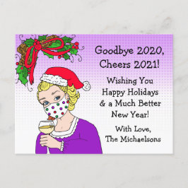 Goodbye 2020 Weihnachten Spaß Funny Retro Lady Postkarte