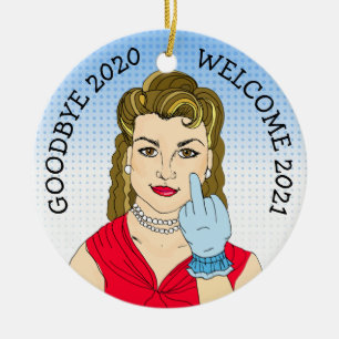 Goodbye 2020 Welcome 2021 Funny Retro Weihnachten Keramik Ornament
