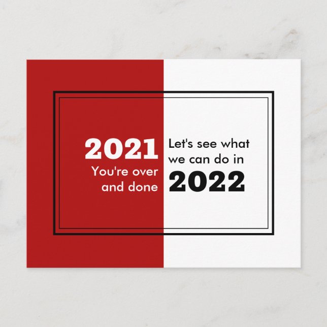 Goodbye 2021 Hallo 2022 Frohes neues Jahr Postkarte (Vorderseite)