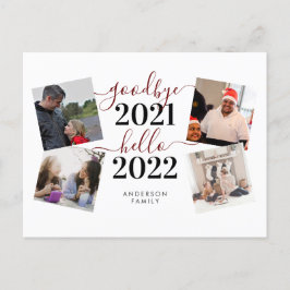 Goodbye 2021 Hello 2022 Calligraphy Foto New Year Postkarte