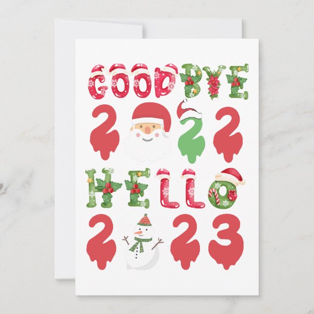 Goodbye 2022 Hallo 2023 Frohes Neues Jahr Weihnach Einladung (Vorderseite)