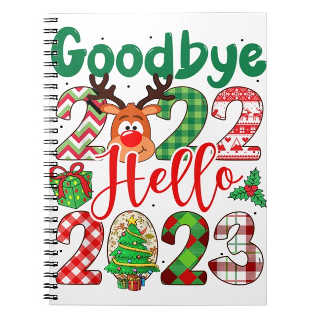 Goodbye 2022 Hallo 2023 Leopard Weihnachten Notizblock (Vorderseite)