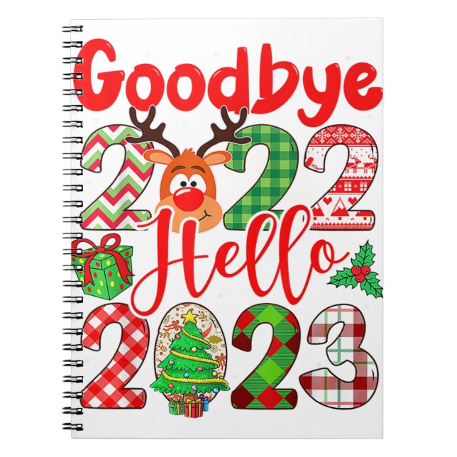 Goodbye 2022 Hello 2023 Niedlicher Weihnachtsleopa Notizblock (Vorderseite)