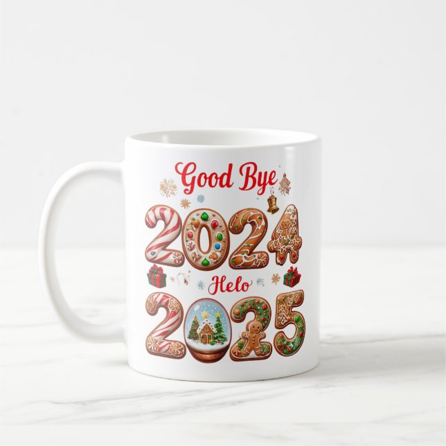 Goodbye 2024 Hello 2025 Happy New year Design Kaffeetasse (Links)