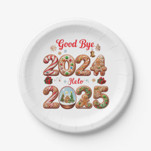 Goodbye 2024 Hello 2025 Happy New Year Design Pappteller
