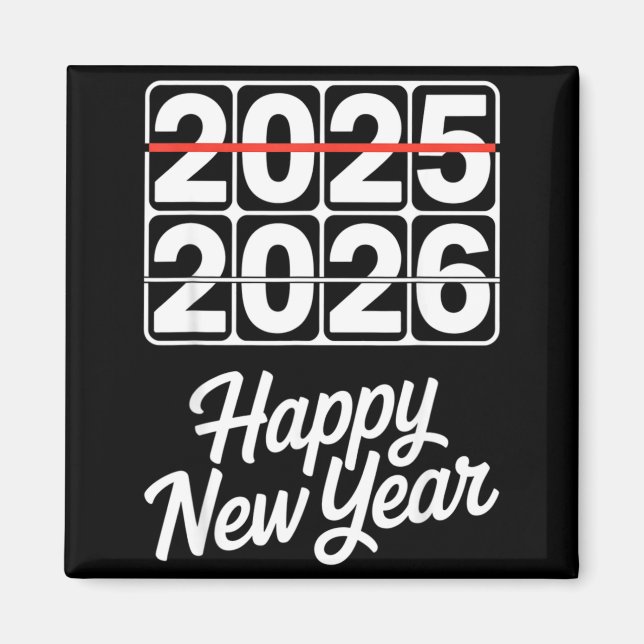 Goodbye 2025 Hello 2026 Clock Happy New Year Party Magnet (Vorne)