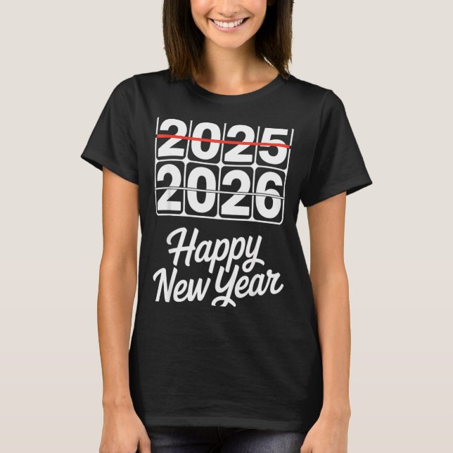 Goodbye 2025 Hello 2026 Clock Happy New Year Party T-Shirt (Vorderseite)