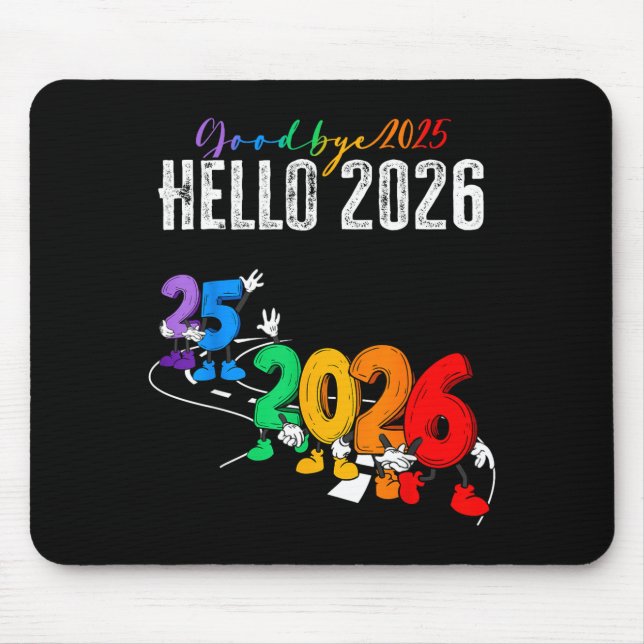 Goodbye 2025 Hello 2026 Funny Cartoon New Year Boy Mousepad (Vorne)