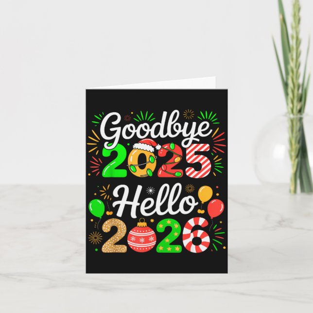 Goodbye 2025 Hello 2026 Happy New Year's Eve Chris Karte (Vorderseite)