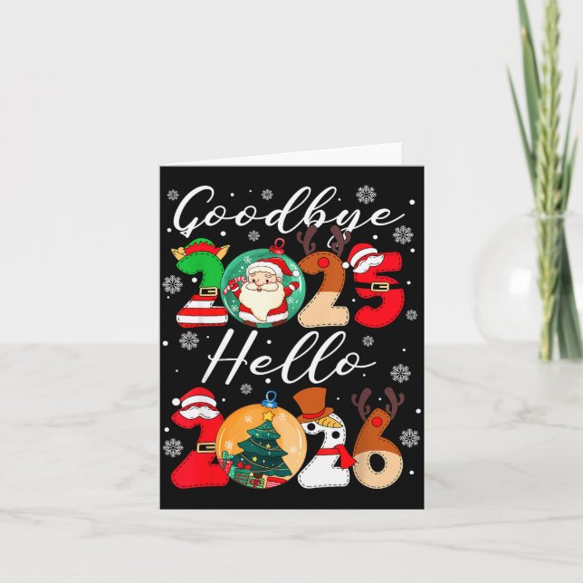 Goodbye 2025 Hello 2026 Happy New Year's Eve Chris Karte (Vorderseite)
