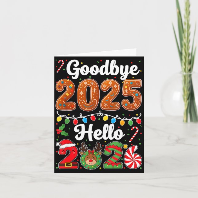 Goodbye 2025 Hello 2026 Happy New Year's Eve Chris Karte (Vorderseite)