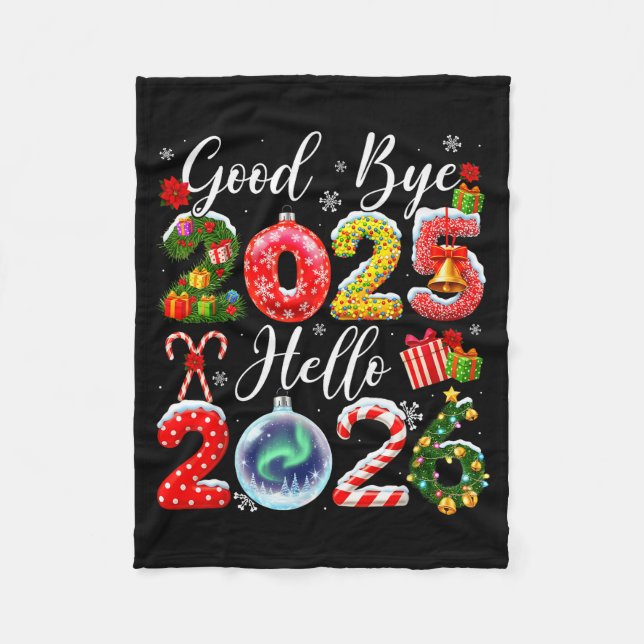 Goodbye 2025 Hello 2026 Merry Christmas Happy New  Fleecedecke (Vorderseite)