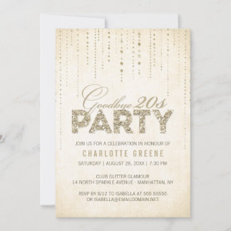 Goodbye 20s Gold Glitzer 30th Birthday Einladung