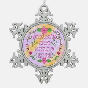 GOODBYE 20XX HELLO 20XX SCHNEEFLOCKEN Zinn-Ornament