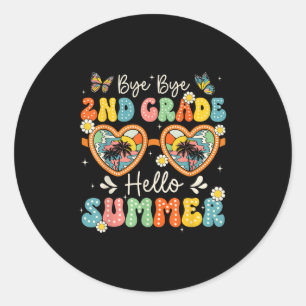 Goodbye 2 Grade Hallo Sommer letzten Tag der Schul Runder Aufkleber