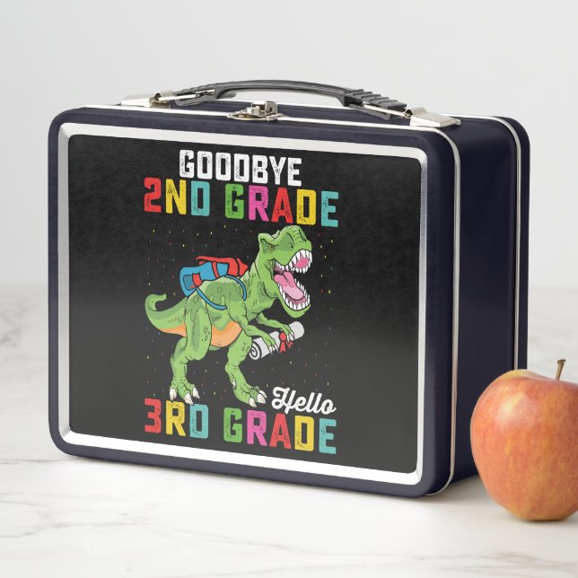 Goodbye 2. Klasse Hello 3rd Grade T Rex Dinosaur Metall Brotdose (Beispiel)