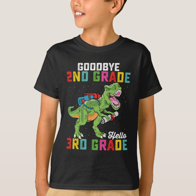 Goodbye 2. Klasse Hello 3rd Grade T Rex Dinosaur T-Shirt (Vorderseite)