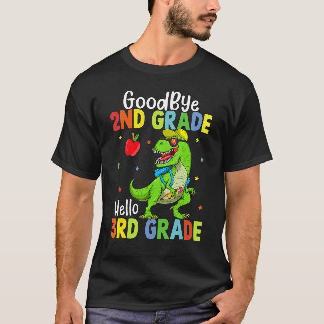Goodbye 2nd Grade Hello 3rd Grade Dinosaur Kids Bo T-Shirt (Vorderseite)