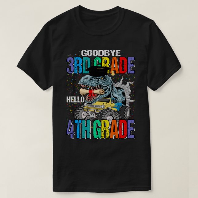Goodbye 3. Klasse Hallo 4th Grade Monster Truck Di T-Shirt (Design vorne)