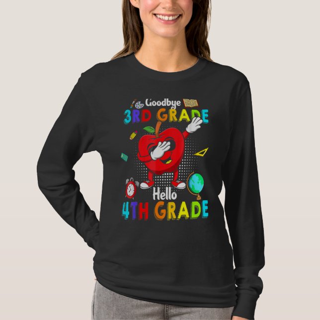 Goodbye 3rd Grade Hello 4th Grade Niedlich Dabbing T-Shirt (Vorderseite)