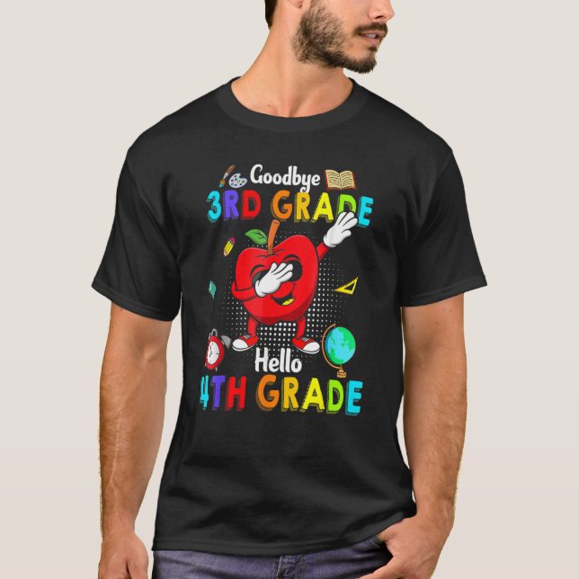 Goodbye 3rd Grade Hello 4th Grade Niedlich Dabbing T-Shirt (Vorderseite)