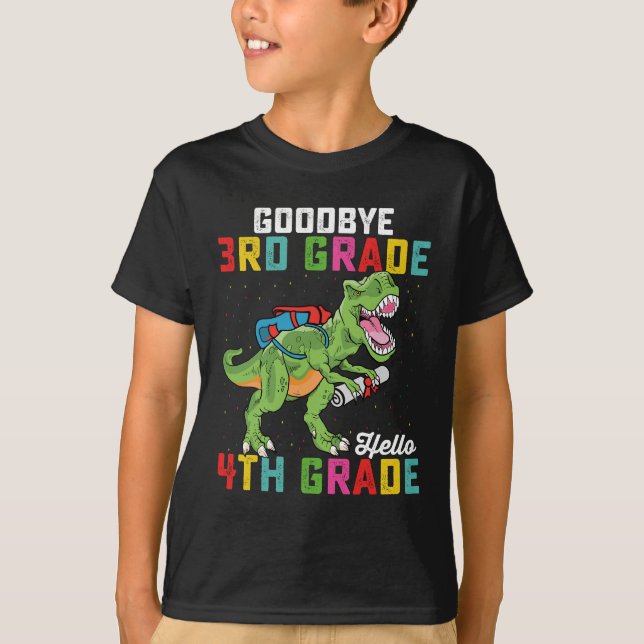 Goodbye 3rd Grade Hello 4th Grade T Rex Dinosaur T-Shirt (Vorderseite)