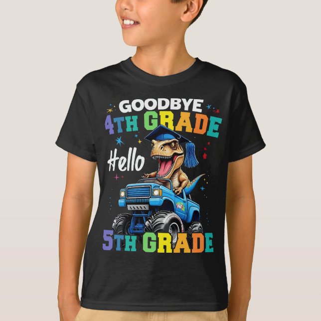 Goodbye 4. Klasse T Rex Monster Truck Abschluss T-Shirt (Vorderseite)