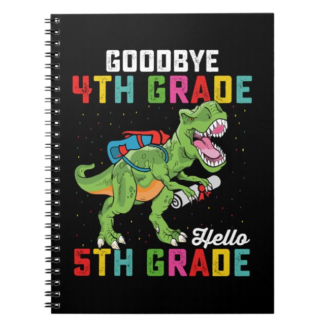 Goodbye 4 th Grade Hello 5th Grade T Rex Dinosaur Notizblock (Vorderseite)