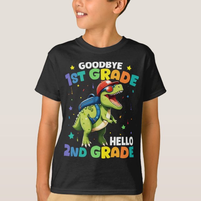 Goodbye Abschluss der 1. Klasse T Rex Dinosaurier T-Shirt (Vorderseite)