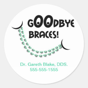 Goodbye Braces Green Orthodontist Patient Custom Runder Aufkleber