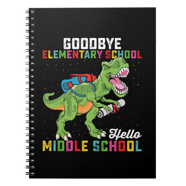 Goodbye Elementary Hello Middle School T Rex Notizblock (Vorderseite)