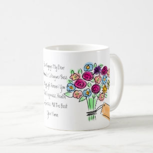 Goodbye Geschenk Personalisierte Blume Frau Tasse