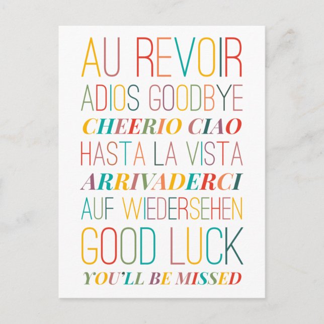 Goodbye Goodluck Postcard Postkarte (Vorderseite)