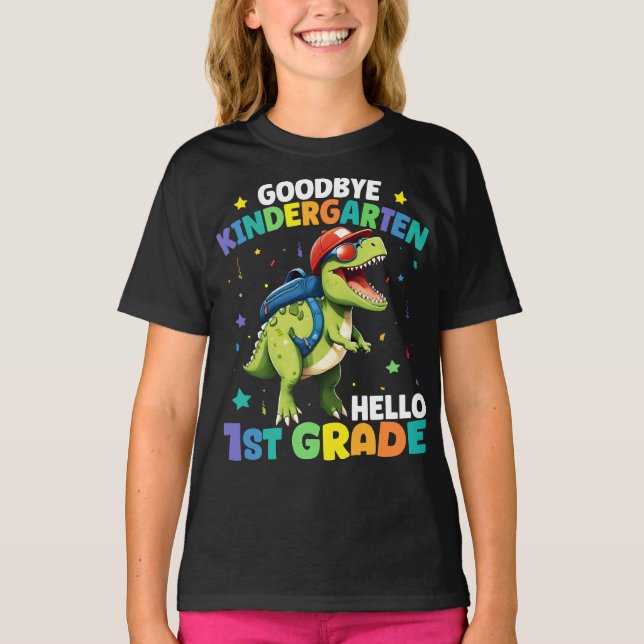 Goodbye Kindergarten Abschluss Dinosaur Trex T-Shirt (Vorderseite)