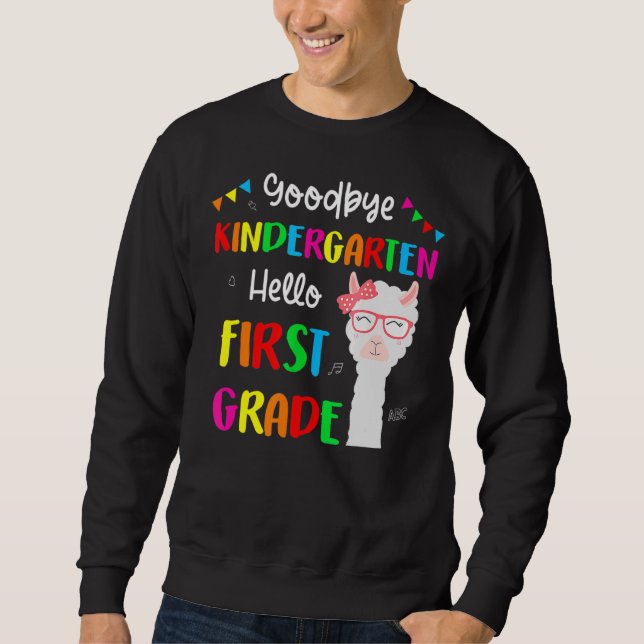 Goodbye Kindergarten Hallo 1. Grade Llama Girls 2 Sweatshirt (Vorderseite)