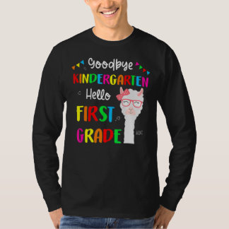Goodbye Kindergarten Hallo 1. Grade Llama Girls 2 T-Shirt