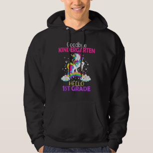 Goodbye Kindergarten Hallo 1. Grade Unicorn Girls Hoodie
