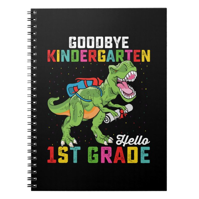 Goodbye Kindergarten Hallo 1. Klasse T Rex School Notizblock (Vorderseite)