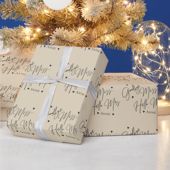 Goodbye Miss Hello Mrs. Brautparty Geschenkpapier (Feiertage)