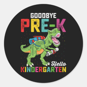 Goodbye Pre K Hello Kindergarten T Rex School Runder Aufkleber
