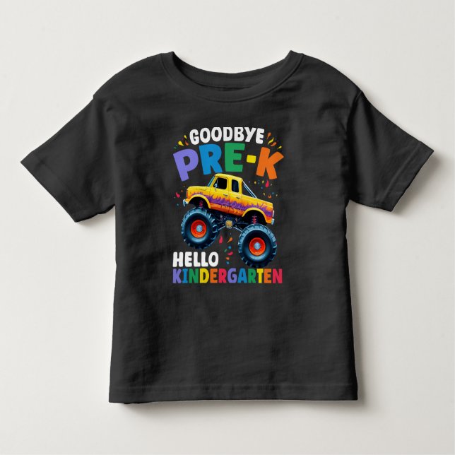 Goodbye Pre-k Monster Truck Graduation Boys Kleinkind T-shirt (Vorderseite)