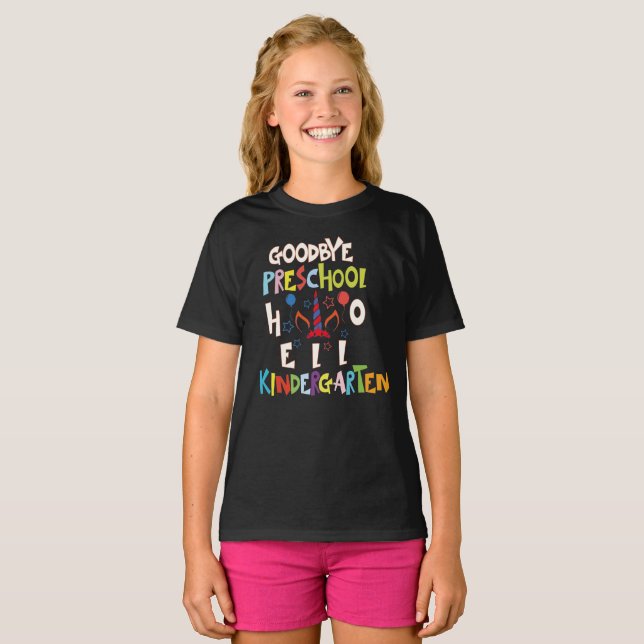 Goodbye Preschool Abschluss Hello Kindergarten T-Shirt (Vorne ganz)