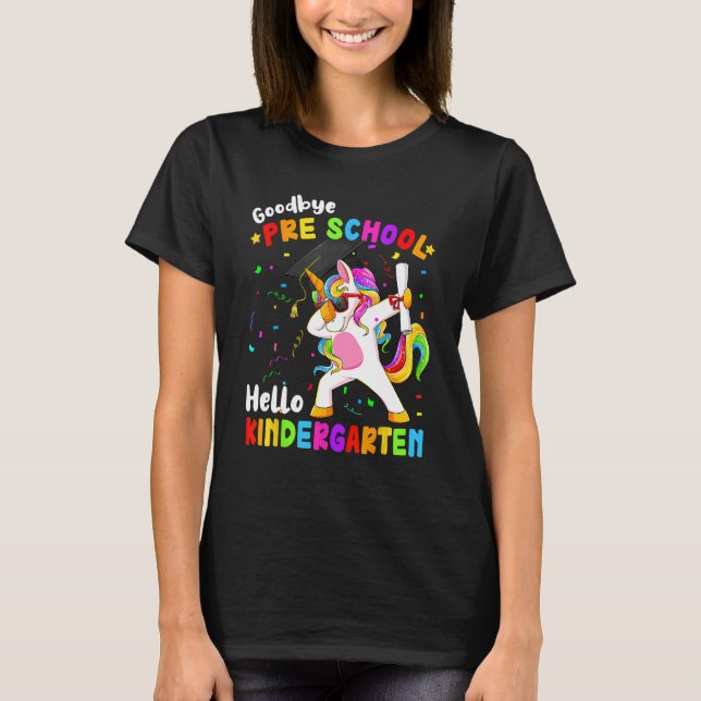 Goodbye Preschool Hello Kindergarten Unicorn Back  T-Shirt (Vorderseite)