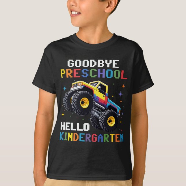 Goodbye Preschool Monster Truck T rex Abschluss T-Shirt (Vorderseite)