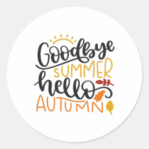 Goodbye summer hello autumn runder aufkleber
