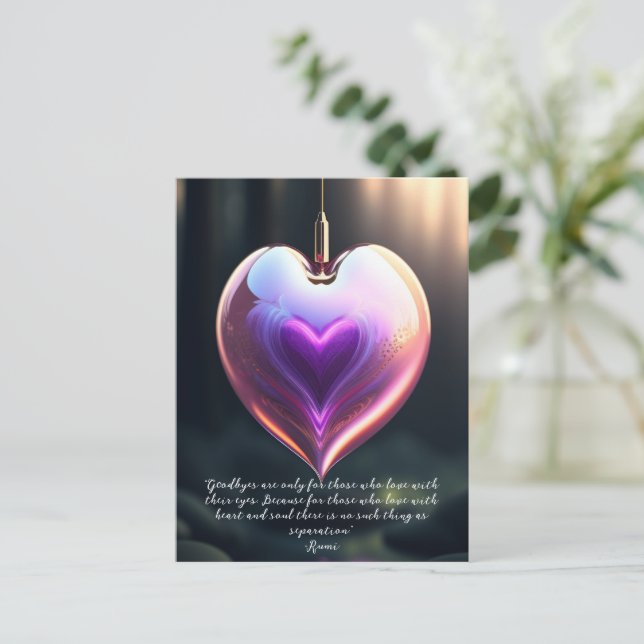 Goodbyes Rumi Quote Glass Heart Postkarte (Stehend Vorderseite)